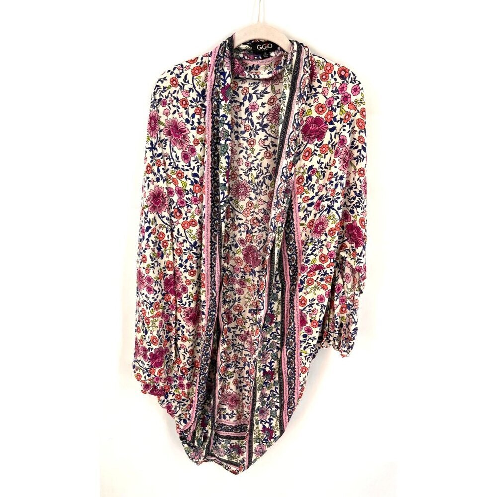 Gigio Womens Kimono Shaw Floral Size Small Boho Wrap Paisley
